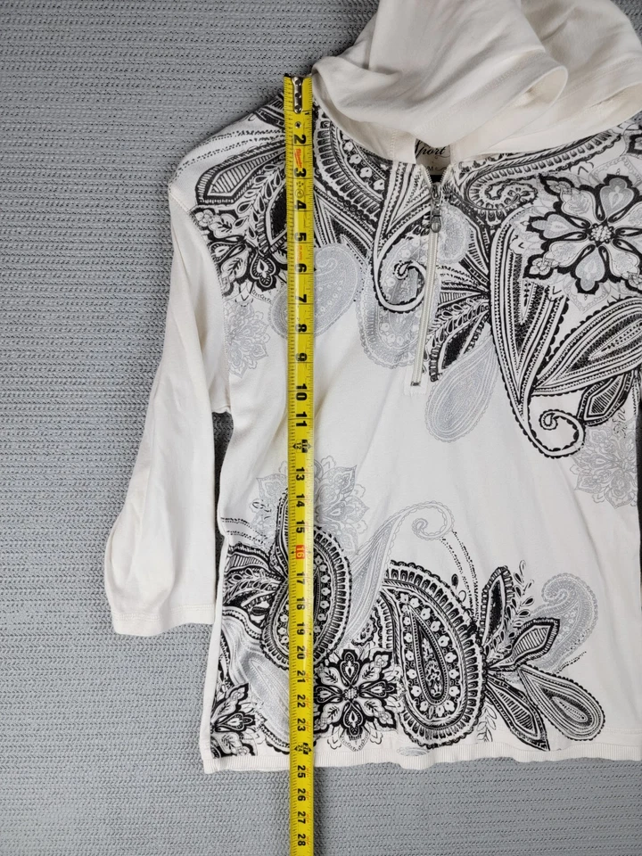 Style & CO Sport толстовка с капюшоном размер средний 1/4 молнии с капюшоном цветочный пейсли - Изображение 2 из 4