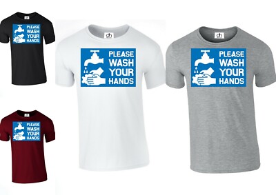 T-Shirt Please Wash Your Hands Anti-Virus Hygiene lustig Gesundheitshinweis Top