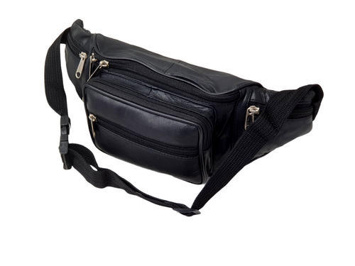 Genuine Soft Black Leather Quality Waist bag Bum Bag Travel pouch pack #1006 - Picture 8 of 9