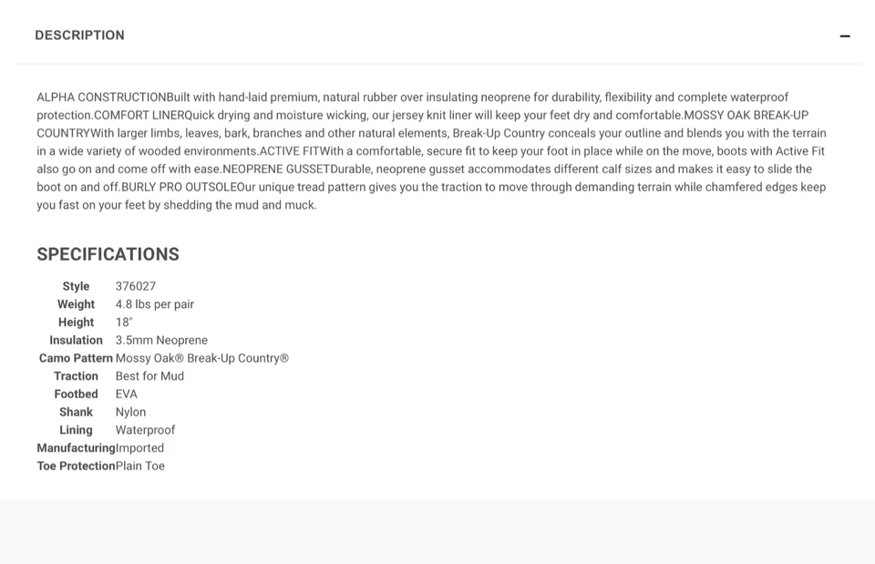 Lacrosse 18” Alphaburly Pro Mossy Oak 376027 Waterproof Hunting Boot- Size 11 - Image 4 of 4