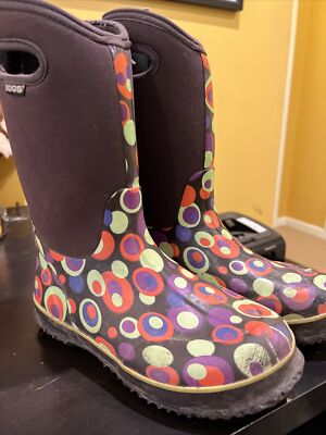 Pre Owned Bogs Girls Waterproof Winter Boots - 3Polka Dot Purple Classic girls 6