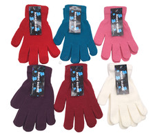 1-3 Pair Adults Colours Stretchy Winter Gloves Black Ladies Women One Magic Size