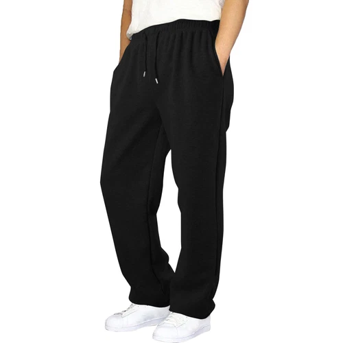 Herren Fleece gefütterte Jogginghose weites gerades Bein Hose unten Sweatpants Jogger - Bild 5 von 54