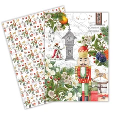 Set / 2 Michel Design Works Cotton Kitchen Towels Christmas Nutcracker Suite