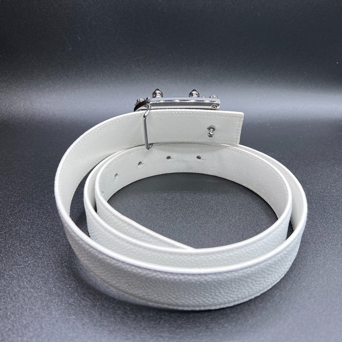 Dolce & Gabbana white silver belt with pouch and mirror . Dolce & Gabbana, belt with silver letters. - Unique Designer  main image 3