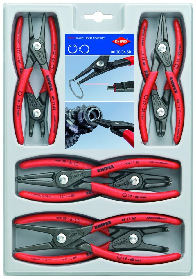 Knipex Precision Circlip Snap Ring Pliers Set 8 Piece 00 20 04 SB