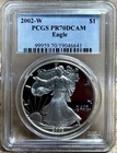 2002 W American Silver Eagle PCGS PR 70 DCAM Proof White Spot And Some Tonig
