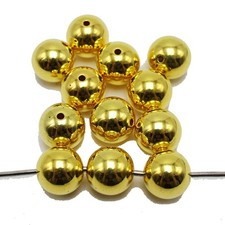 30 Golden Tone Metallic Acrylic Smooth Round Beads 14mm Spacer Beads