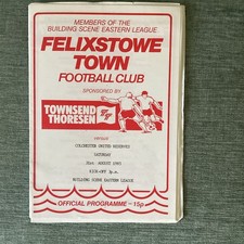 Felixstowe Town v Colchester United Reserves (Eastern Counties League) 31/8/1985