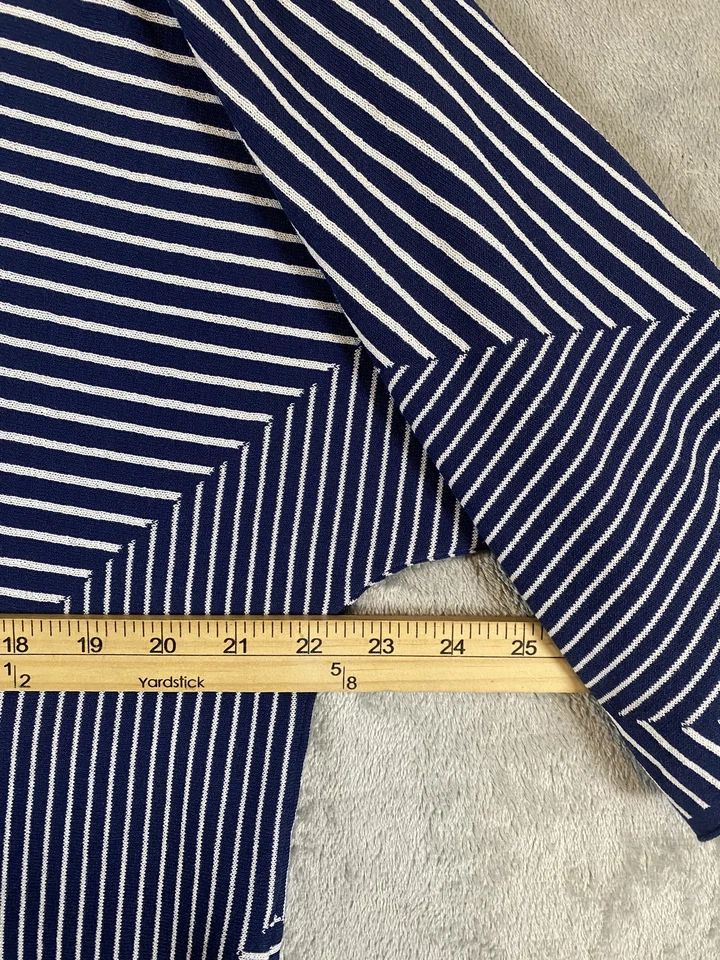 Suéter Chicos Mujer 2 Grande Azul Blanco Geométrico Rayas Tejido Pullover Top Foto 2 de 4
