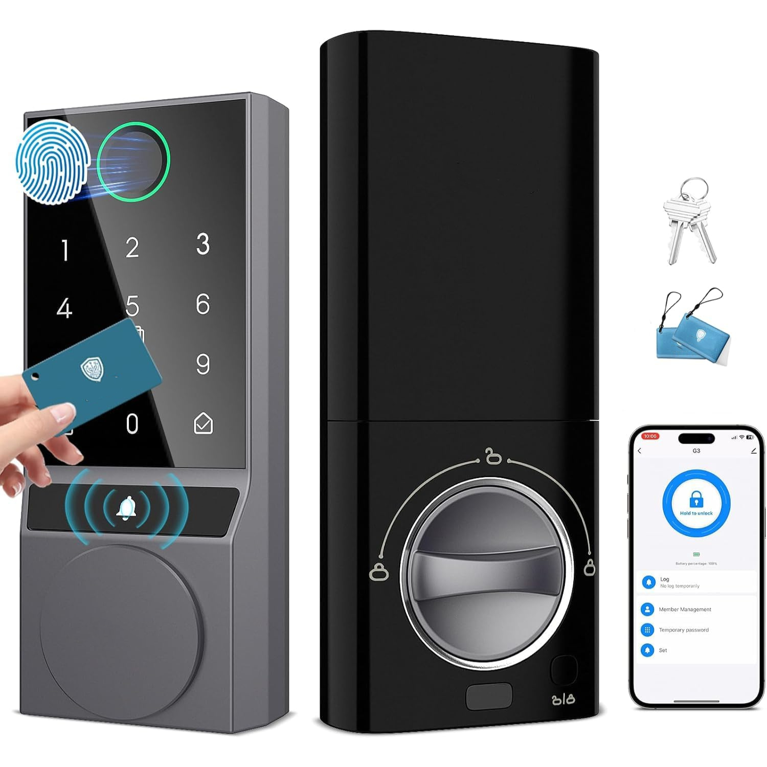 Smart Door Lock Fingerprint & WiFi Keyless Entry Deadbolt Auto-Lock APP Control-image