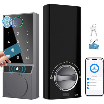 Smart Door Lock Fingerprint WiFi Keyless Entry Deadbolt w/Built-in Doorbell
