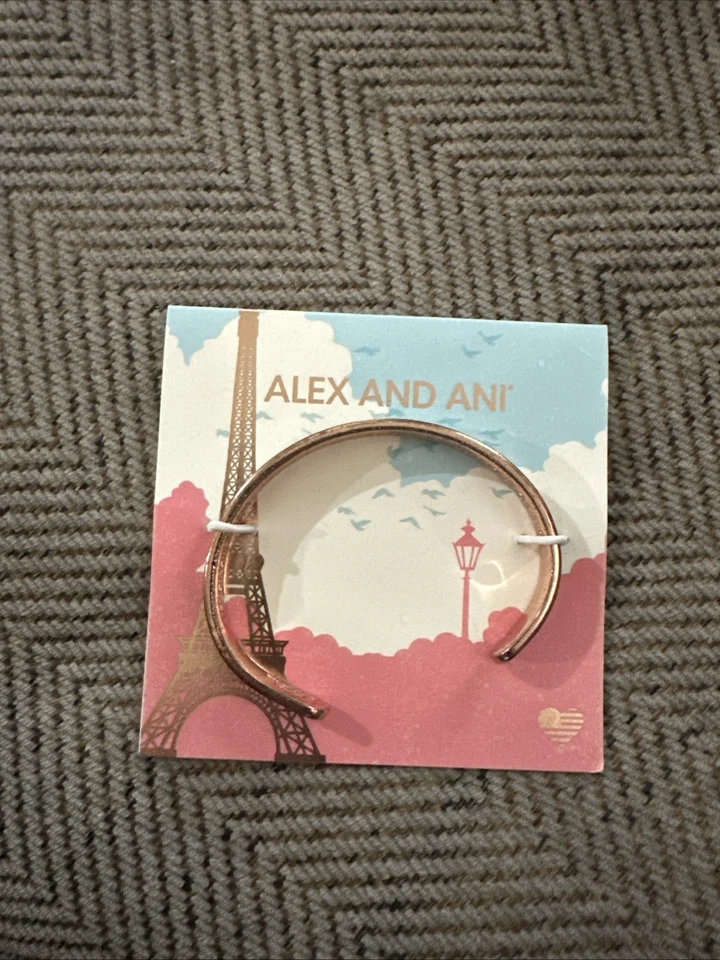 Alex and Ani 彩色输液玫瑰金蓝色心形袖口 — 第 2/4 张图片