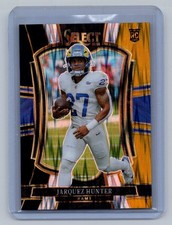 2025 Panini Select #119 Jarquez Hunter Black and Gold Prizm Shock