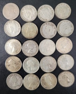 Set of (20) Canadian Silver Dimes 10c King George QE II 1941 1967