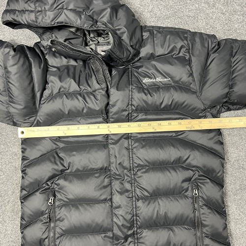 Eddie Bauer Jacket Mens Small Black Hooded Puffer Down Insulated Winter Coat - Picture 8 of 14