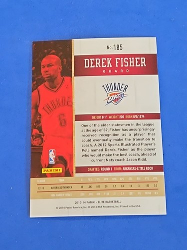 Derek Fisher Panini Elite #185 2013-14 - Imagen 2 de 2