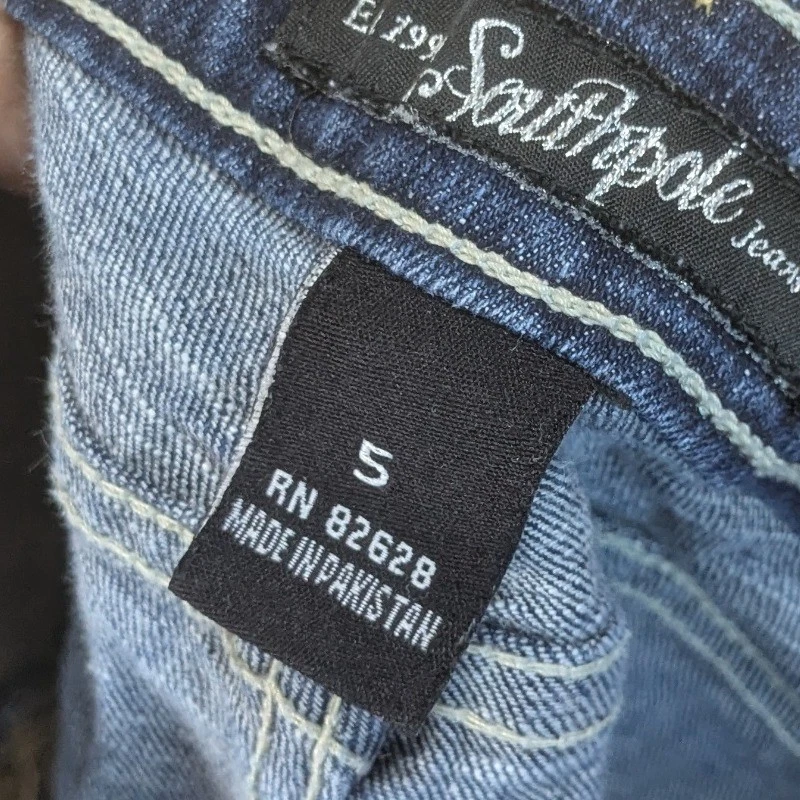 Southpole Jeans Co. 牛仔短裤微型迷你低腰白色针线 Y2K 青少年 5 — 第 4/4 张图片
