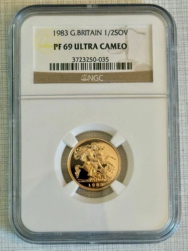 Great Britain 1983 1/2 Sovereign Gold NGC PF69 ULTRA CAMEO Sku# 4009