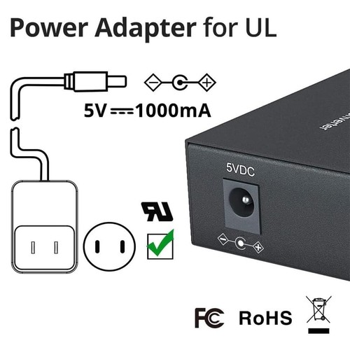 10Gtek Gigabit SingleMode Glasfaser zu Ethernet Medienkonverter, 20km, 2er Pack - Bild 3 von 6
