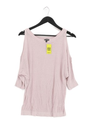 Express Damen Top L Rosa 100% Viskose Langarm Rundhals Basic