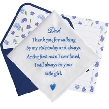 Mother of the Bride Gifts Wedding Handkerchief, AKI-106E-Mom Dad Blue Envelope