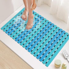 Qui Drain Shower Mat, Power Grip Shower Mat Non Slip, Raised Non