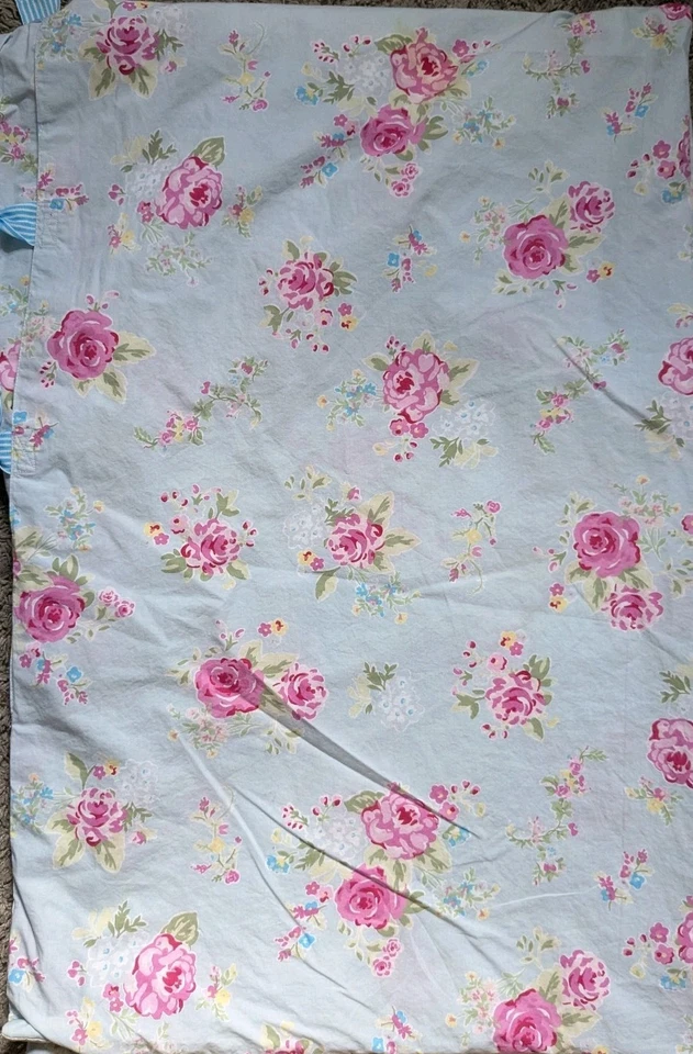 POTTERY BARN KIDS SAVANNAH Blue Pink Cottage Rose Floral Twin Duvet Ties Cotton - Image 4 of 4
