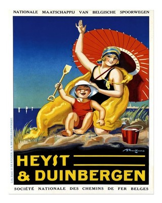 Vintage Strand Wandkunst Heyst & Duinbergen Reiseplakat Strandszene Wa