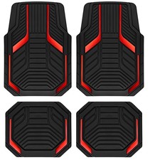 PIC AUTO Heavy Duty Rubber Floor Mats, Red Aluminum Film Car Mats Set, Front ...