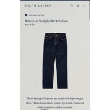 Polo Ralph Lauren Boys The Hampton Straight Stretch Jean Dark Wash Size 14