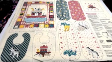 VTG Daisy Kingdom Noah Nursery Flannel Panel Burpee,Drooler Changing Pad, Bottle