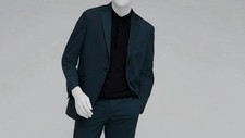 Kenneth Cole Reaction Men's Green Slim-Fit Stretch Suit Jacket Size 46L