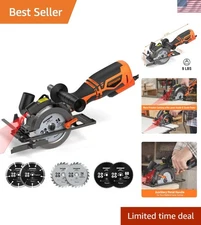 Precision Mini Circular Saw 4-1/2" with Laser Guide & Metal Handle for Safe Cuts