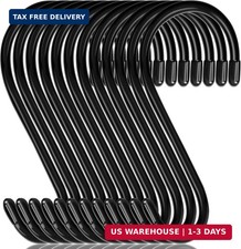 DINGEE 12 Pack 6 Inch Large S Hooks, Heavy Duty Vinyl Coated Non-Slip Metal Blac