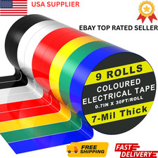 9 Rolls Multi Colored Electrical Tape Insulation 0.7 Inchx 30ft Heavy Duty Vinyl