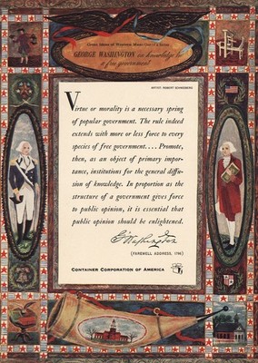 1951 Container Corporation of America: George Washington Vintage Print Ad