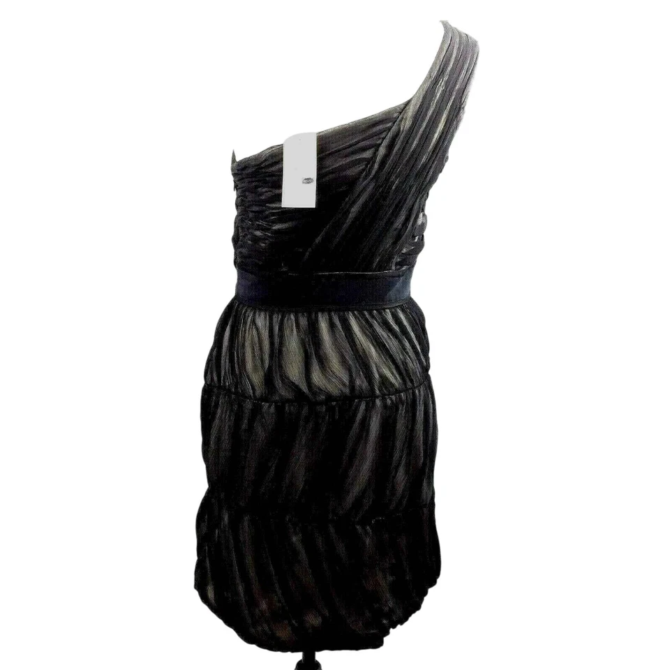 Max & Cleo Party Dress Womens Size 6 Black One Shoulder Ruched Whimsygoth Event - Image 3 of 4
