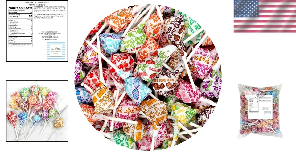 Surtido de piruletas DUM DUMS de 2 lb - 16 sabores clásicos, perfectas para fiestas Foto 2 de 4