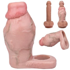 Big Knot Realistic Penis Sleeve For Men Dick Extend Silicone Male Dick Sheath US