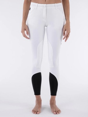 Equiline weiße Wettkampfreithose mit Knieflicken (09085)R1F1