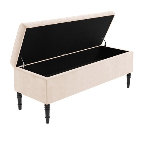 Paris Plush Ottoman Bench with Legs, End of Bed Table, Velvet Storage Shoe Bench - Picture 63 of 104