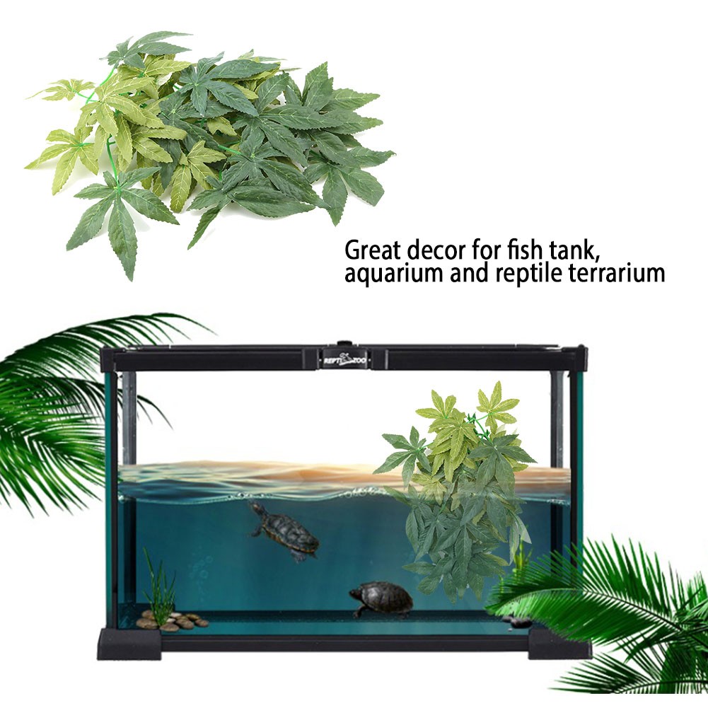 Green Artificial Plant Fake Leaves Aquarium Fish Tank Reptile Terrarium Or KRI✈️