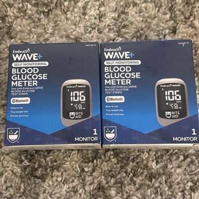 (2) Rite AId Embrace Pro Self Monitoring Blood Glucose Meter Diabetes Bluetooth