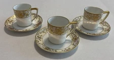 Noritake Christmas Ball Demitasse Cup & Saucer 175/16034 Gold Trim Lot of 3 READ
