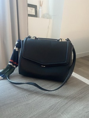 Zara Elegant Black Handbag with Tassel Accent Women's Handbag