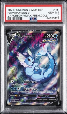 2021 POKEMON SWSH BLACK STAR PROMO #181 FULL ART/VAPOREON V PSA 10