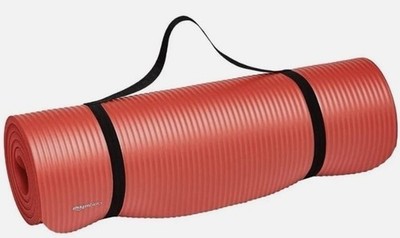 Amazon Basics 1/2 Inch Extra Thick RED Exercise Yoga Mat with Carrying Strap NEW