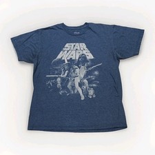 Star Wars Medium Unisex Tee Classic Cover Luke Darth Vader Blue A New Hope
