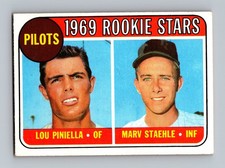 1969 Topps #394 Lou Piniella Rookie Stars EX-EXMT+ Vintage RC Baseball Card. rookie card picture